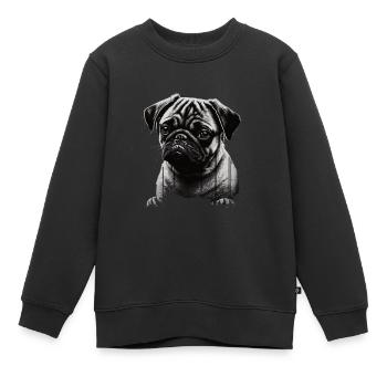 Mops-schablonen-design Weiß Und Schwarz - Kinder Premium Organic Sweatshirt - Schwarz - Vorne - AI Model Kid Female (0cm)