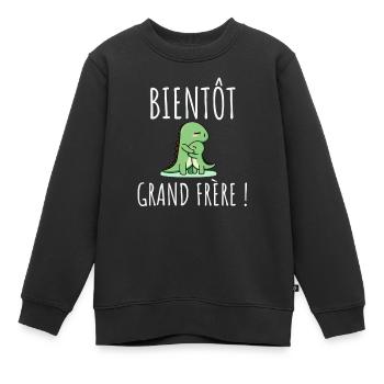 bientôt grand frère - Sweat Premium enfant bio - noir - Devant - AI Model Kid Female (0cm)