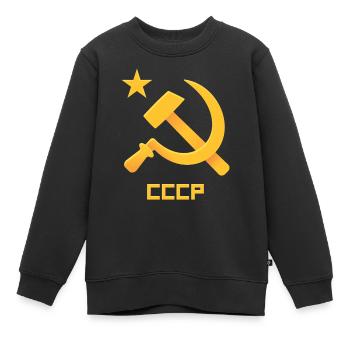 URSS Union soviétique Russie Faucille marteau URSS Drapeau C - Sweat Premium enfant bio - noir - Devant - AI Model Kid Female (0cm)