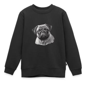 Mops Schablonen Design Weiß Und Schwarz - Kinder Premium Organic Sweatshirt - Schwarz - Vorne - AI Model Kid Female (0cm)