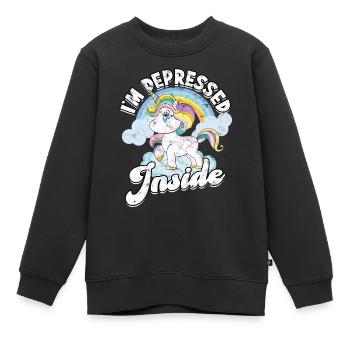dépression dépressive triste idée cadeau malheureux - Sweat Premium enfant bio - noir - Devant - AI Model Kid Female (0cm)