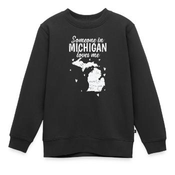 Michigan Someone in Michigan loves Me USA - Kinder Premium Organic Sweatshirt - Schwarz - Vorne - AI Model Kid Female (0cm)