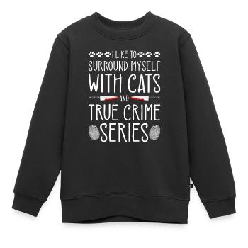 True Crime Series and Cats, Murder Show Junkie - Kinder Premium Organic Sweatshirt - Schwarz - Vorne - AI Model Kid Female (0cm)