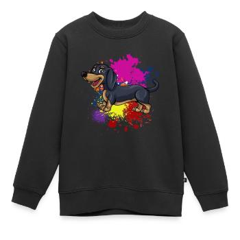 Dachshund Geschenk Dixie Wiener Doxie Dackel - Kinder Premium Organic Sweatshirt - Schwarz - Vorne - AI Model Kid Female (0cm)