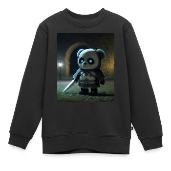 Petit guerrier panda - Sweat Premium enfant bio - noir - Devant - AI Model Kid Female (0cm)