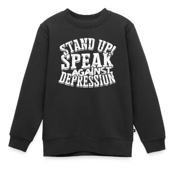 depression depressiv traurig geschenkidee unglückl - Kinder Premium Organic Sweatshirt - Schwarz - Vorne - AI Model Kid Female (0cm)