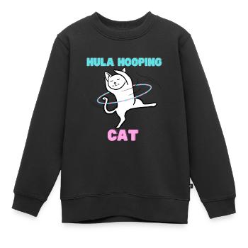 Hula Hooping Cat - Funny Dance Kitty - Kids Premium Organic Sweatshirt - black - Front - AI Model Kid Female (0cm)