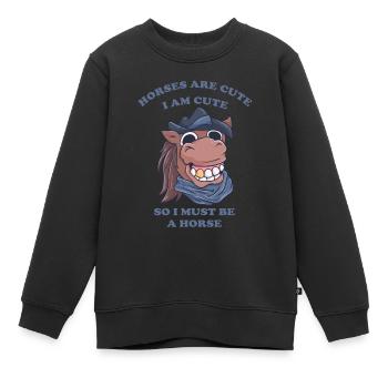 Pferde sind niedlich ich bin niedlich also bin ich - Kinder Premium Organic Sweatshirt - Schwarz - Vorne - AI Model Kid Female (0cm)