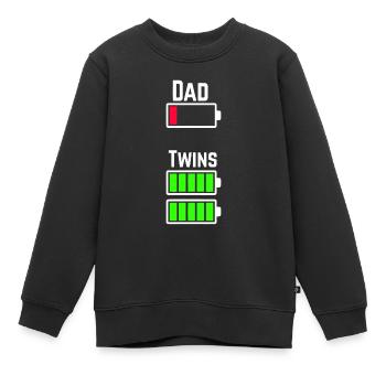 Männer Müde Zwilling Vater Niedrige Batterieladung Voller Teig - Kinder Premium Organic Sweatshirt - Schwarz - Vorne - AI Model Kid Female (0cm)