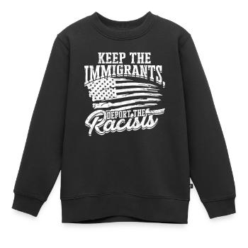 USA America Immigrants US Citizens American FL - Kids Premium Organic Sweatshirt - black - Front - AI Model Kid Female (0cm)