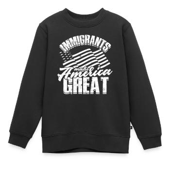 USA America Immigrants US Citizens American FL - Kids Premium Organic Sweatshirt - black - Front - AI Model Kid Female (0cm)