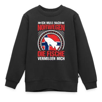 Ich muss nach Norwegen die Fische vermissen mich - Kinder Premium Organic Sweatshirt - Schwarz - Vorne - AI Model Kid Female (0cm)