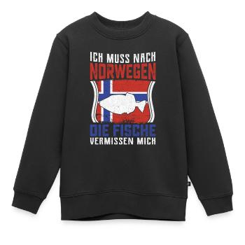 Ich muss nach Norwegen die Fische vermissen mich - Kinder Premium Organic Sweatshirt - Schwarz - Vorne - AI Model Kid Female (0cm)