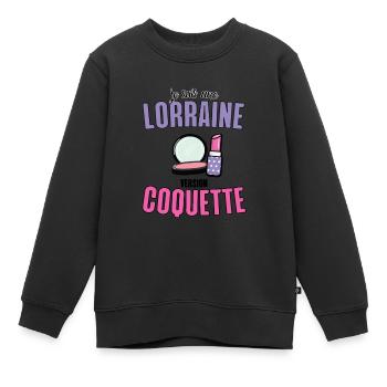 Cadeau Humour Femme Lorraine coquette - Sweat Premium enfant bio - noir - Devant - AI Model Kid Female (0cm)