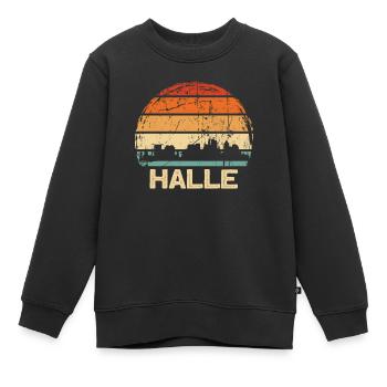 Halle - Kinder Premium Organic Sweatshirt - Schwarz - Vorne - AI Model Kid Female (0cm)