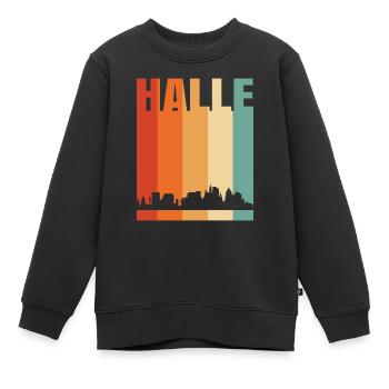Halle - Kinder Premium Organic Sweatshirt - Schwarz - Vorne - AI Model Kid Female (0cm)