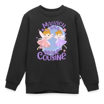 Cousine Ich werde große Cousine Cousinen Nachwuchs - Kinder Premium Organic Sweatshirt - Schwarz - Vorne - AI Model Kid Female (0cm)