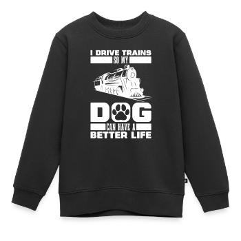 Conducteur de locomotive chien conducteur de train - Sweat Premium enfant bio - noir - Devant - AI Model Kid Female (0cm)