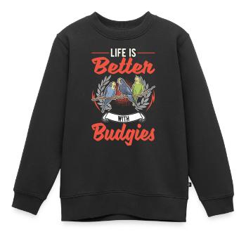 La vie est meilleure avec Buddies - Sweat Premium enfant bio - noir - Devant - AI Model Kid Female (0cm)