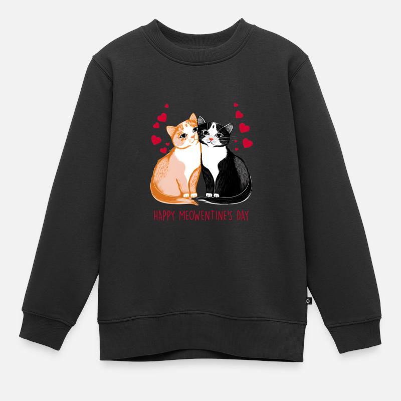 Chat Cadeau de Saint-Valentin - Sweat Premium enfant bio - noir
