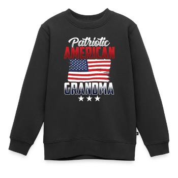 Grand-mère patriotique américaine Patriot US - Sweat Premium enfant bio - noir - Devant - AI Model Kid Female (0cm)