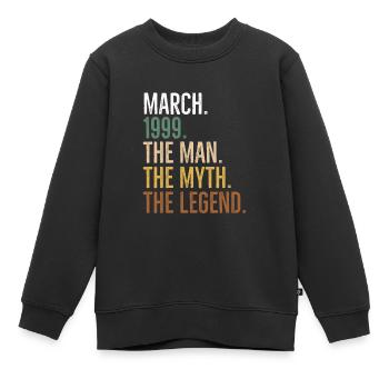 März 1999 The Man The Myth The Legend - Kinder Premium Organic Sweatshirt - Schwarz - Vorne - AI Model Kid Female (0cm)