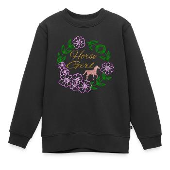 Pferd Reiten Reitverein Geschenkidee - Kinder Premium Organic Sweatshirt - Schwarz - Vorne - AI Model Kid Female (0cm)