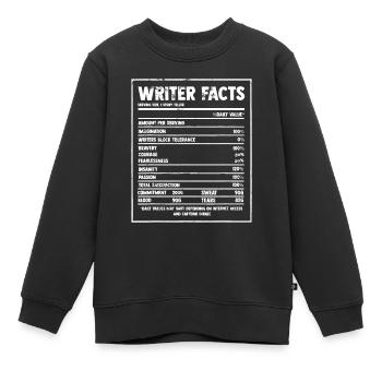 Schriftsteller Nährwertangaben Berühmter Roman Autor Grafik - Kinder Premium Organic Sweatshirt - Schwarz - Vorne - AI Model Kid Female (0cm)