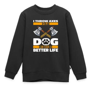 Chien lanceur de hache - Sweat Premium enfant bio - noir - Devant - AI Model Kid Female (0cm)