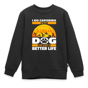 Capoeira Chien de Danse Combattant - Sweat Premium enfant bio - noir - Devant - AI Model Kid Female (0cm)
