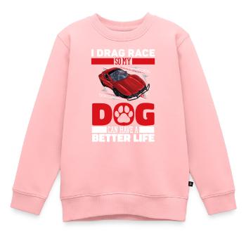 Dragster Drag Race Dog - Sweat Premium enfant bio - rose - Devant - AI Model Kid Female (0cm)