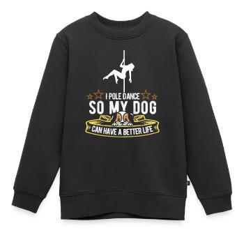 Chien de Pole Dancing - Sweat Premium enfant bio - noir - Devant - AI Model Kid Female (0cm)