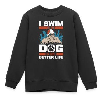 Nageur Nageurs Chien - Sweat Premium enfant bio - noir - Devant - AI Model Kid Female (0cm)