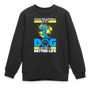 Volleyball Volleyball Volleyball Joueur Chien - Sweat Premium enfant bio - noir - Devant - AI Model Kid Female (0cm)