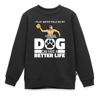 Water-polo water-polo chien - Sweat Premium enfant bio - noir - Devant - AI Model Kid Female (0cm)
