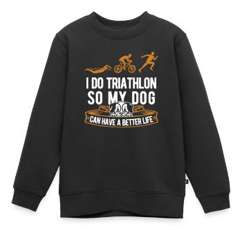 Triathlon Triathlet Hund - Kinder Premium Organic Sweatshirt - Schwarz - Vorne - AI Model Kid Female (0cm)