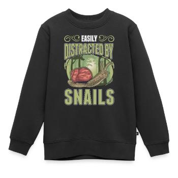 Easily distracted by Snails Schnecke - Kinder Premium Organic Sweatshirt - Schwarz - Vorne - AI Model Kid Female (0cm)
