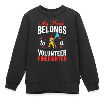 Pompiers volontaires - Sweat Premium enfant bio - noir - Devant - AI Model Kid Female (0cm)