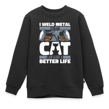 Forgeron Métallurgiste Chat - Sweat Premium enfant bio - noir - Devant - AI Model Kid Female (0cm)