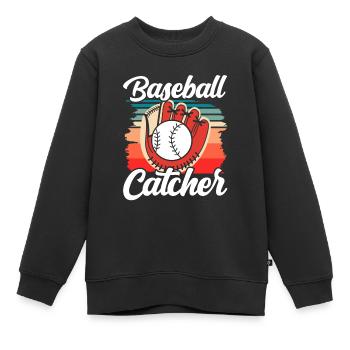 Receveur de baseball Joueur de baseball Hobby - Sweat Premium enfant bio - noir - Devant - AI Model Kid Female (0cm)