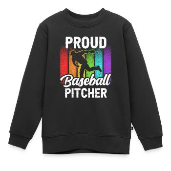 Fier lanceur de baseball Joueur de lanceur amateur - Sweat Premium enfant bio - noir - Devant - AI Model Kid Female (0cm)