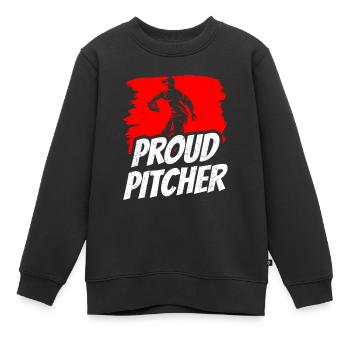 Fier lanceur de baseball Lanceur Hobby - Sweat Premium enfant bio - noir - Devant - AI Model Kid Female (0cm)