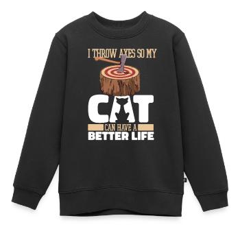 Bijl Werpen Bijl Werper Kat - Kinder Premium sweater biologisch - zwart - Voor - AI Model Kid Female (0cm)