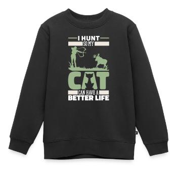 Arc de chasse Arc Hunter Cat - Sweat Premium enfant bio - noir - Devant - AI Model Kid Female (0cm)