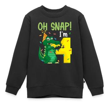 Oh Snap Ich bin 4 Krokodil 4. Geburtstag Alligator - Kinder Premium Organic Sweatshirt - Schwarz - Vorne - AI Model Kid Female (0cm)