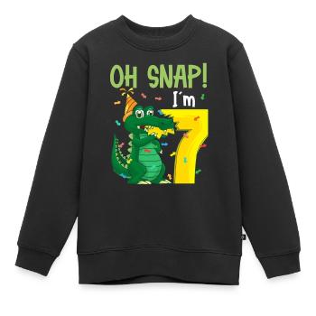 Oh Snap Ich bin 7 Krokodil 7. Geburtstag Alligator - Kinder Premium Organic Sweatshirt - Schwarz - Vorne - AI Model Kid Female (0cm)