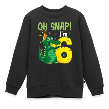 Oh Snap Ich bin 6 Krokodil 6. Geburtstag Alligator - Kinder Premium Organic Sweatshirt - Schwarz - Vorne - AI Model Kid Female (0cm)