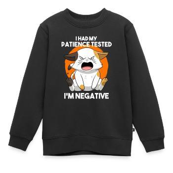 J’ai eu ma patience testée Je suis négatif chat - Sweat Premium enfant bio - noir - Devant - AI Model Kid Female (0cm)