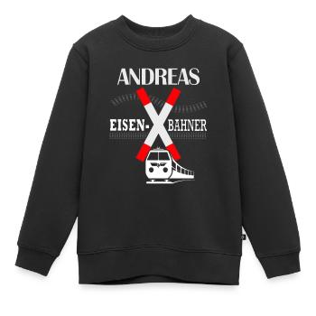 Andreas Eisenbahner Croix de Saint-André - Sweat Premium enfant bio - noir - Devant - AI Model Kid Female (0cm)