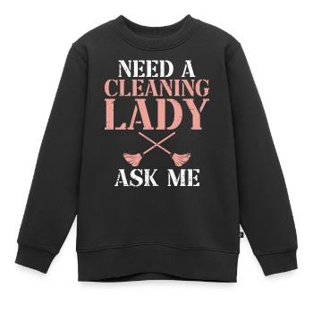 Putzfrau Reinigungskraft Reinigungsfachkraft - Kinder Premium Organic Sweatshirt - Schwarz - Vorne - AI Model Kid Female (0cm)